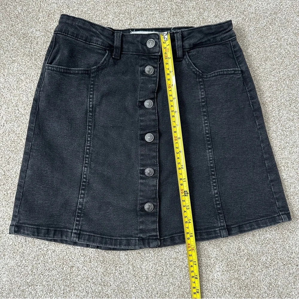Mango Vicky Black Denim Button-Front Skirt Size Small